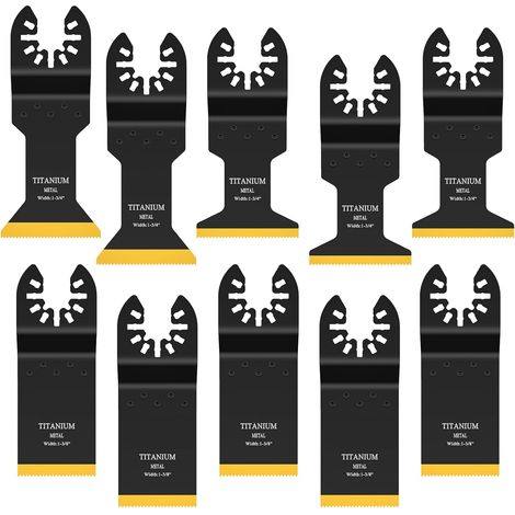 Bluedeer – Lame d'outil multifonction en titane – Lot de 10 lames pour coupe métal et bois – Revêtement carbure de titane – Compatible avec Dewalt et Milwaukee (1/4)