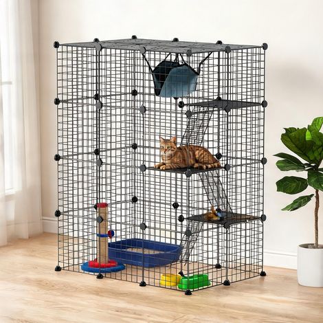 SunJet Maison pour chat, niche pour chat, Cage pour chat en acier - Réf. 3YLW59XAFMID (1/5)