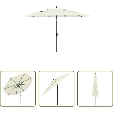 vidaXL Terrasse -  Sonnenschirm mit Aluminium-Mast 3-lagig Sandfarbe 3,5 m