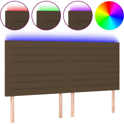 Maison Exclusive - Cabecero con luces LED tela marrón oscuro 180x (1/5)