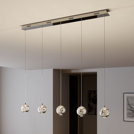 [NEUWERTIG] B-Ware Pendelleuchte Hängeleuchte Lucande Led Glaslampe Esstischleuchte Chrom Hayley
