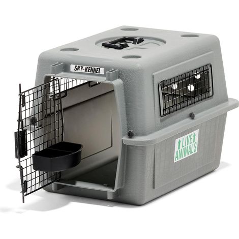 1 - Caisse de transport pour chien - Caisse de transport IATA - Résine robuste avec ventilation - Pour chats et petits animaux - Gris - 48x32x30 cm (1/5)