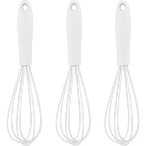 Fouet En Silicone - Fils Acier Inoxydable Recouverts Silicone Souple - Pour Cuisinière Antiadhésive Et Batterie De Cuisine - Lot De 3