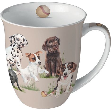 Tasse en porcelaine fine Chiots joueurs 11 cm (1/2)