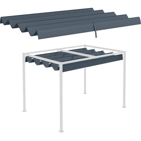Toiture de remplacement pour pergola, env. 3 x 2,5 m, couverture d'ombrage pour pergola, toit de pergola avec protection UV, pour 3 x 2,15 m, gris foncé