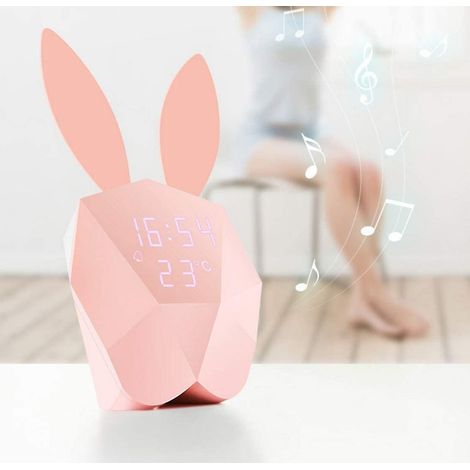 Rabbit Digital Display Alarm Clock Led Night Light Voice Control 12 H / 24 H Time Temperature (1/4)