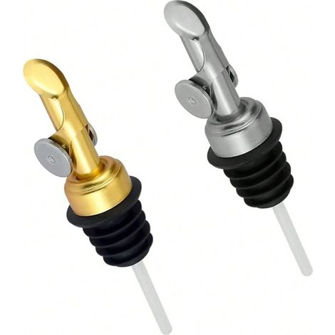Bec distributeur d'huile d'olive Acier Inoxydable 304, bec à ouverture/fermeture automatique, anti-fuite, adapté aux bouteilles d'huile d'olive, vinaigre et vin : 2pcs (1/4)
