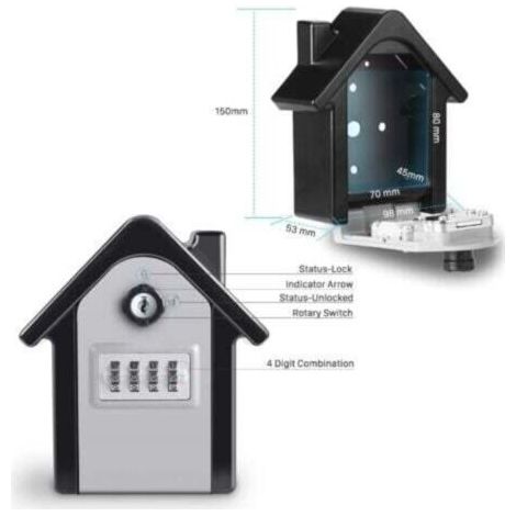 NALOOKAMIC 1PCS (Noir) Boite a Cle Securisee Mural Boite a Clé avec Code Numérique & Clés d'urgence, Grand Key Safe Box Format XL Coffre a Clef Extérieur pour Maison, Bureau, Usine, Garages (1/3)