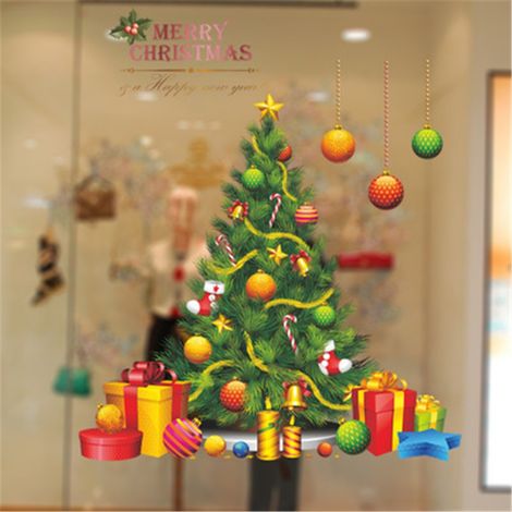 Sticker mural créatif Sapin de Noël pour salon, chambre, fenêtre ou porte (1/4)