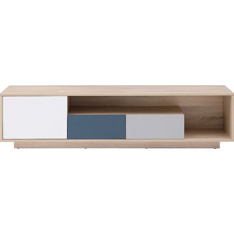 Meuble TV avec 1 porte, 2 tiroirs et 1 niche - Multicolore - FILUTIA (1/4)