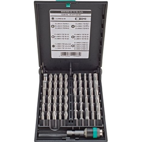 Wera 8600/889-60 TZ Bit-Safe 05057122001 Kit inserti 61 parti Taglio, Croce Phillips, Croce Pozidriv, Brugola interna, (1/5)