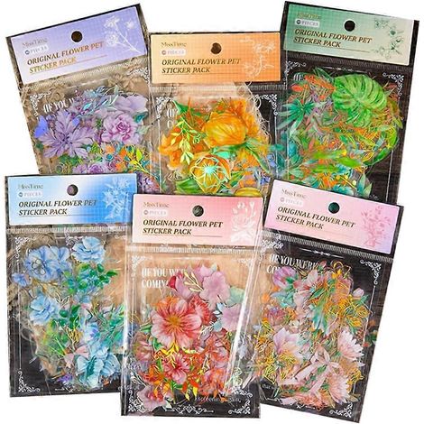 Autocollants holographiques dorés à motifs de fleurs et de plantes (1/5)