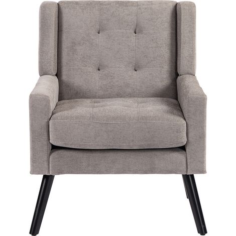 ELVMI Fauteuil Capitonné Compact avec Assise Ergonomique et Pieds Antidérapants, en Tissu Rembourré Gris Clair (1/5)