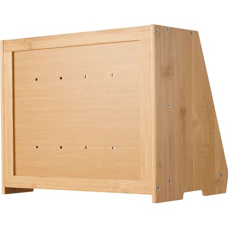Boîte à pain bambou double étage, grande capacité, rangement bois naturel pour cuisine, porte acrylique ondulée, style ferme. (1/5)