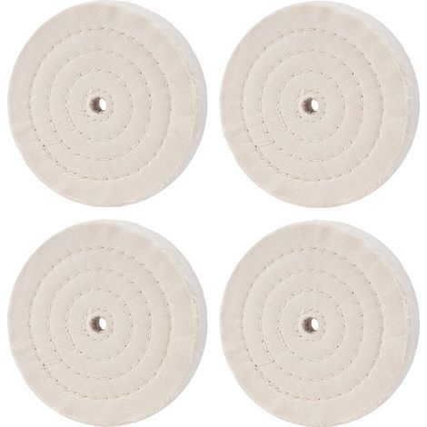 Lot de 4 Disques de Polissage en Coton 15,2 cm - Effet Miroir Ultra Brillant pour Meuleuse de Banc  70 Épaisseurs pour une Polissage Profond