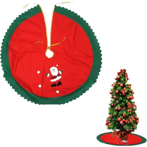 Tapis de sapin de Noël rond rouge de 90 cm de diamètre (1/5)