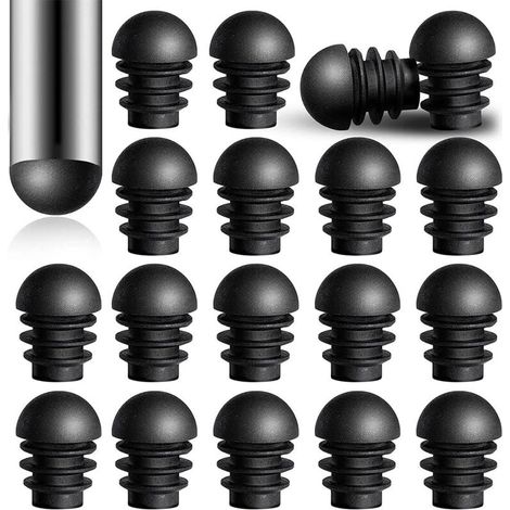 Paquete de 24 tapones redondos de polipropileno para extremos de tubos de 16 mm – Antideslizantes y resistentes a la abrasión – Protección para suelos