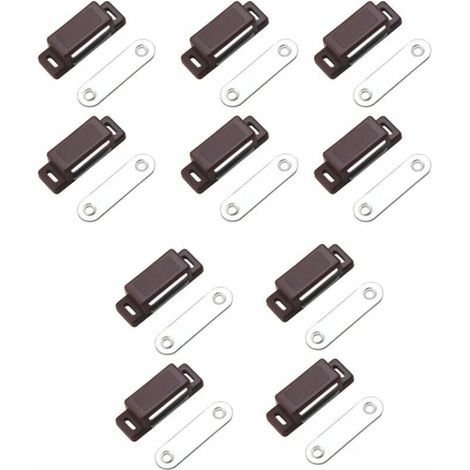 Loqueteau magnétique puissant – force de maintien 4kg – lot de 10 - brun – aimant porte – loqueteau aimant – aimant placard – aimant porte de placard, Versailles