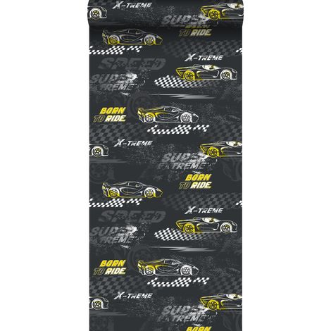 papier peint voitures de course jaune et noir et blanc - Sanders & Sanders (1/5)