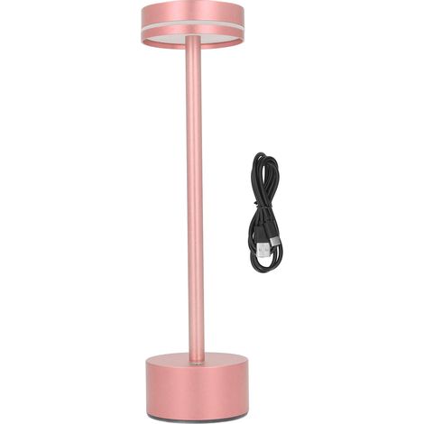 Ortviai Lampe de bureau sans fil rechargeable LED avec variateur 3 couleurs et commande tactile – Or rose