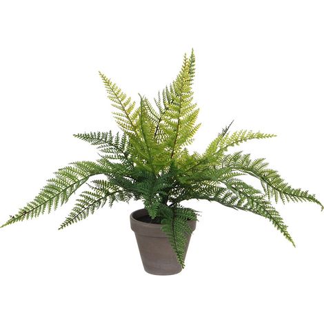 Grüne Farn-PVC mit grauem Topf 40x11,5 cm