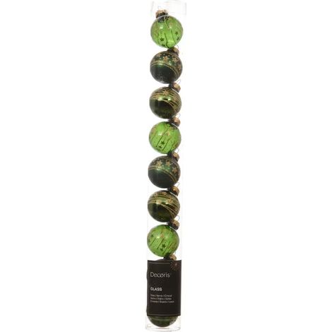 Caja de 9 bolas de Navidad de vidrio verde pino Ø3 cm (1/3)