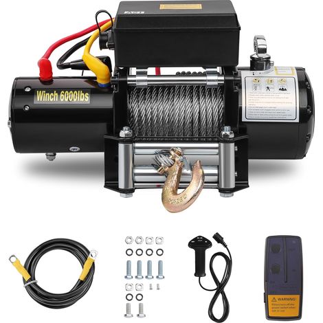 Stanew – Treuil électrique 6000 LBS 12V – Télécommande sans fil 30m – Câble acier 8mm x 15m – Moteur 3,1 kW pour traction remorque SUV camion