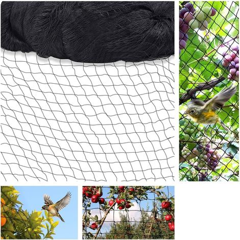 Vogelschutznetz 15 m x 15 m, Vogelschutznetz, Pflanzenschutznetz, Teichschutznetz, Netz für Garten, Balkon oder Teich, ideal für Kirschbäume, 5 x 5 cm Maschenweite.