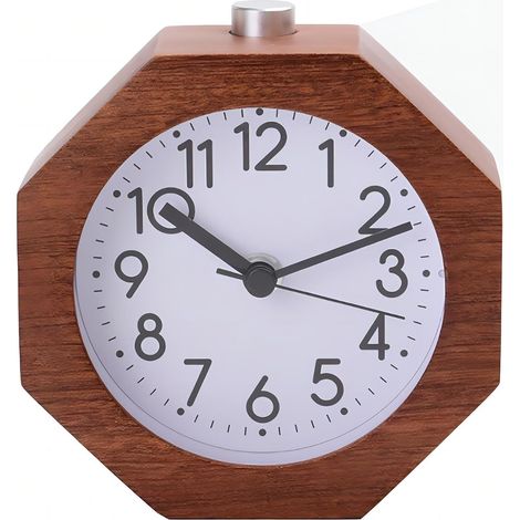 Sveglia in legno, silenziosa con sveglia digitale, retroilluminata, funzione snooze, alimentata a batterie, ideale per chi ha il sonno pesante in camera da letto (marrone). (1/5)