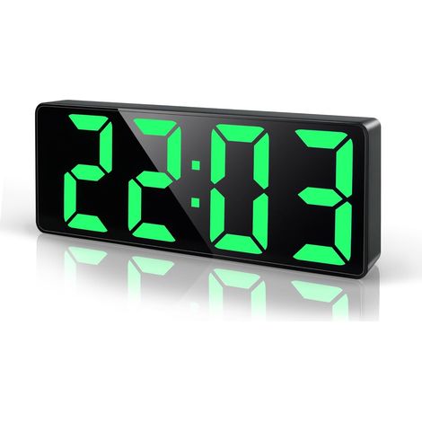 Réveil Numérique 6.7" LED Horloge Digitale, Reveil Matin avec Température, Date, Luminosité Réglable, Snooze, Pendules Électroniques Gros Dormeur pour Chambre Bureau Salon, Vert
