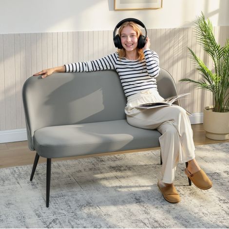 Sofá 2 plazas salón con patas altas gris OKMYHOME (1/5)