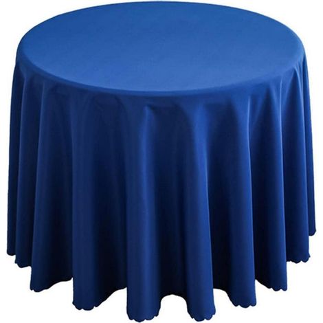 Nappe ronde en polyester, 160 cm, bleu, pour table basse et table à manger