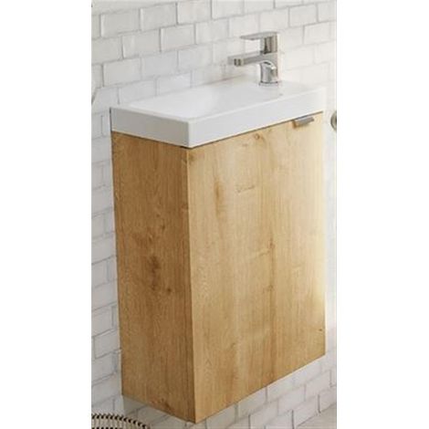 Meuble lave-mains avec porte réversible – Longueur 40 cm – Profondeur 22 cm – Hauteur 56 cm – Mélaminé laqué structuré – Charnières amortisseurs – Discac (1/5)