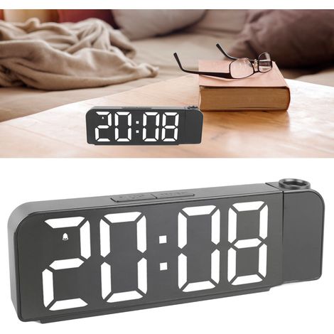 Einfacher Projektionswecker mit großem Bildschirm, LED-Anzeige mit großen Zeichen, elektronische Uhr, Digitalwecker 8013, schwarzes Zifferblatt, weiße Hintergrundbeleuchtung (1/5)