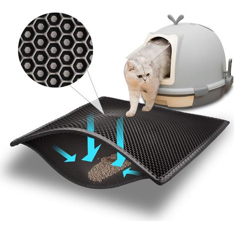 alfombrilla para arenero de gato, doble capa tipo panal, EVA impermeable, antimanchas, para arenero (1/5)