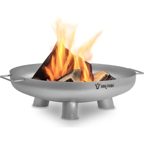 BBQ-Toro Braciere in acciaio inox Ø 60 cm  Argento  Focolare da esterno con 3 gambe e 2 maniglie (1/5)