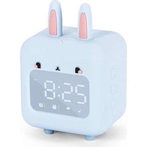 Réveil pour enfants, réveil numérique, réveil lapin mignon pour filles, réveil à bruit blanc, veilleuse avec port USB (1/3)