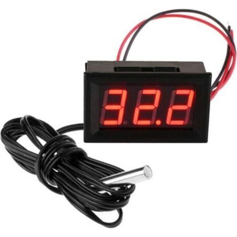 12V Mini-Digitalthermometer mit wasserdichter Sonde. Rot (1/5)