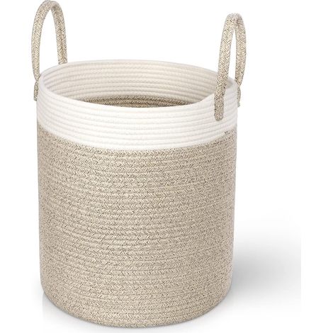 Panier a Linge Sale Pliable, 40L Corbeille a Linge avec Corde en Coton Panière à Linge Laundry Basket ,Kaki (1/5)