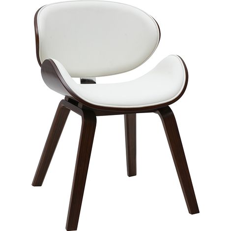 Weißer Designstuhl mit dunklem Walnussholz WALNUT