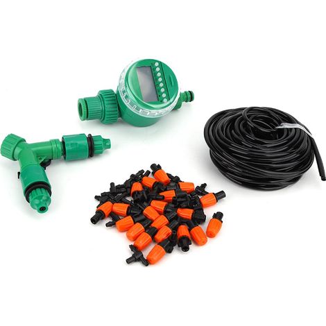 Kit d'arrosage automatique avec programmateur, tuyau 15m et 20 buses ajustables pour jardin, gain d'eau idéal plantes (1/5)