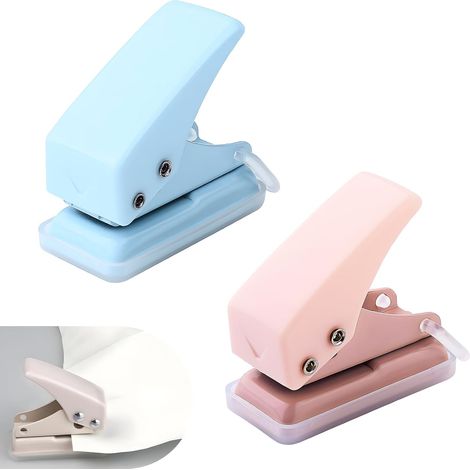 2PCS Troueuse Papier 1 Trou Compacte, Mini Perforatrice Manuelle en Métal Résistant, Bleu et Rose, Perforatrice Feuille Précise 5 mm pour Étudiants et Créatifs, Bureau, École, Scrapbooking Classement (1/5)