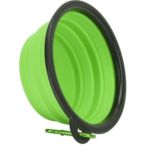 Gamelle pour chien portable, facile à nettoyer, durable et pliable, idéale pour les voyages et les promenades (verte). (1/5)