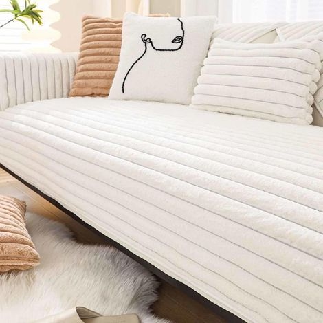 JSSEVN - Velvet Sofa Cover, Soft L-Shaped Sofa Cover, Non-Slip Sofa Throw, Corner Sofa Cover, Sofa Protector, 70x150cm (1/5)