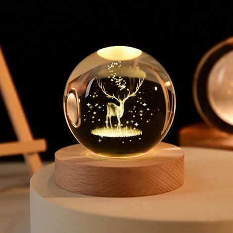 Veilleuse boule de cristal lumineuse planète galaxie astronaute USB