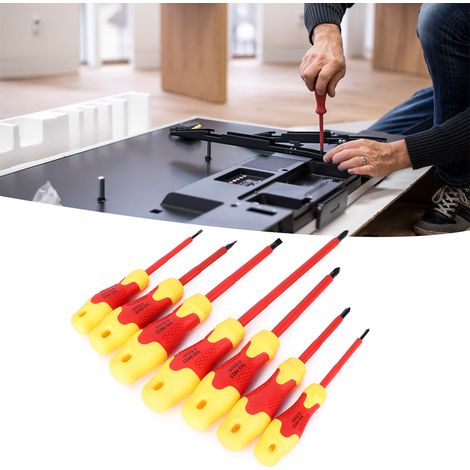 7-teiliges Set isolierter Schraubendreher mit magnetischem Kopf aus Chrom-Vanadium-Stahl – Elektriker-Reparaturwerkzeug (1/5)