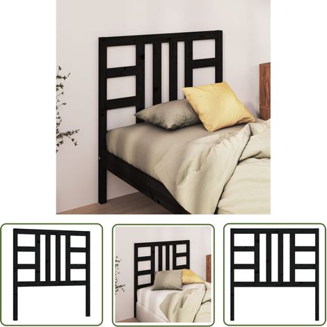 SKM Tête de lit Noir 96x4x100 cm Bois massif de pin (1/5)