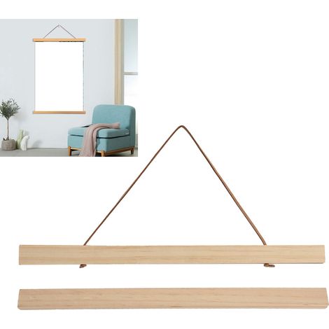 Cadre Magnétique Suspendu en Bois pour Affiches/Toiles/Photos - DIY 40x2.1 cm