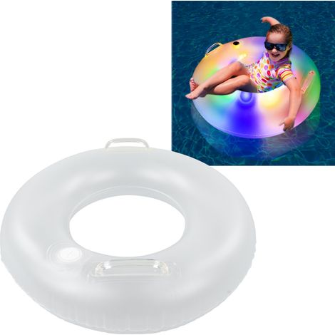Bouée gonflable avec lumières LED, transparente, pour enfants, avec 2 poignées, accessoire flottant destiné aux jeux aquatiques récréatifs.-AquaForge (1/5)
