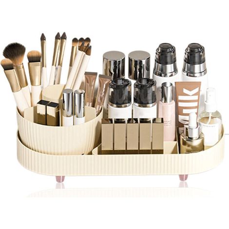 Organisateur de maquillage rotatif, présentoir de cosmétiques, support de soins de la peau pour comptoir, vanité, bureau (sans couvercle) (1/4)
